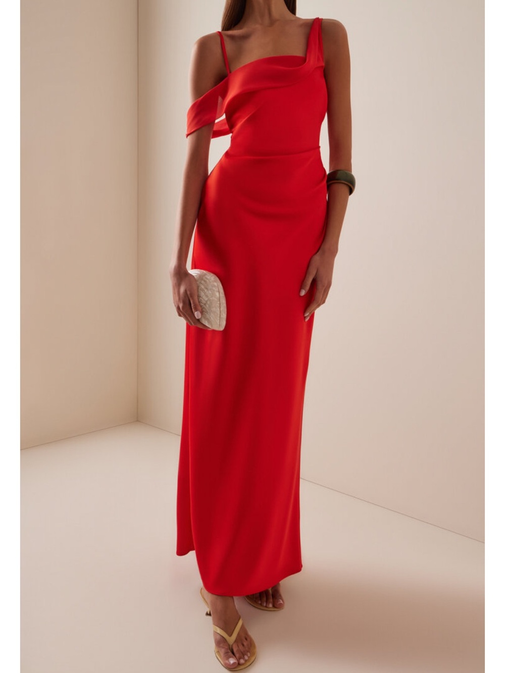 Exclusive Devlyn Asymmetrical Satin Maxi Gown